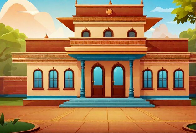 El fondo de la escena vectorial de la clase de la escuela india de dibujos animados