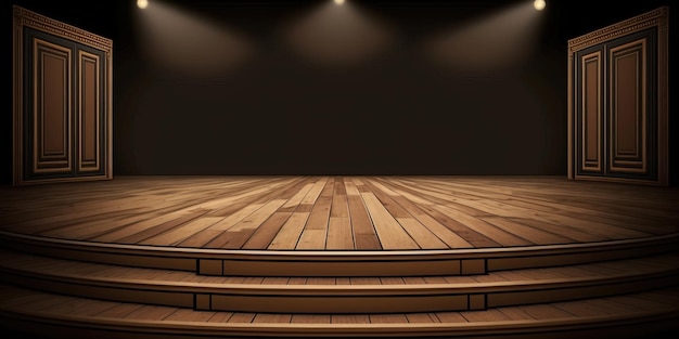 Fondo de escenario de madera vacío para diseño gráfico
