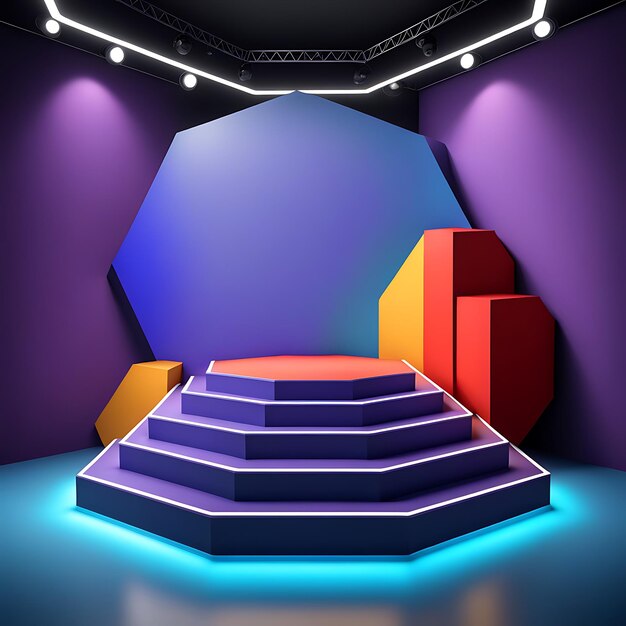 Foto fondo del escenario del podio hexagonal en 3d