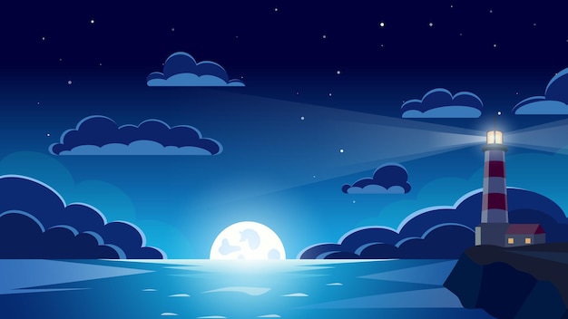Fondo de escritorio de faro de ilustración en negro y azul 1