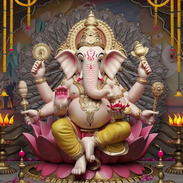 Foto el fondo de la escultura de lord ganesha para ganesh chaturthi generativo ai