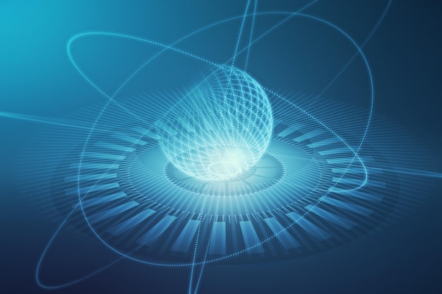 Fondo de esfera azul digital abstracto Metaverso y concepto futuro Renderización 3D
