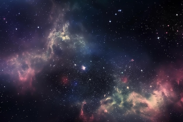 Un fondo espacial con estrellas y nebulosas.