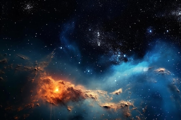 Un fondo espacial con estrellas y nebulosas.