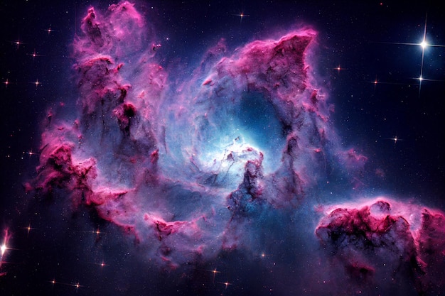 Fondo espacial Nebulosa colorida con estrellas Nebulosas espaciales supernova explotando estrellas y galaxias lejanas de un Universo hecho de colores brillantes brillantes espacio profundo resplandeciente universo misterioso