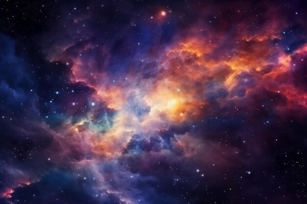 Fondo espacial con nebulosa y estrellas.