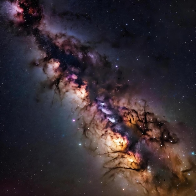 Fondo espacial noche estrellada realista cosmos y estrellas brillantes Vía Láctea y galaxia de color polvo estelar