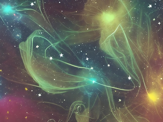Foto fondo espacial con polvo de estrellas y estrellas brillantes cosmos colorido realista con nebulosa y vía láctea