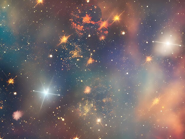 Fondo espacial con polvo de estrellas y estrellas brillantes cosmos colorido realista con nebulosa y Vía Láctea