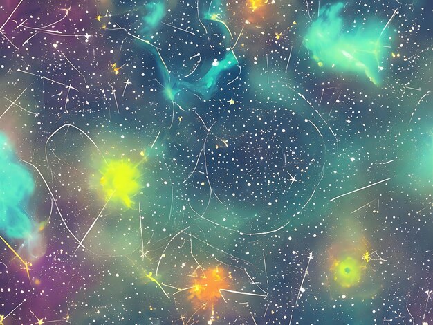 Fondo espacial con polvo de estrellas y estrellas brillantes cosmos colorido realista con nebulosa y Vía Láctea