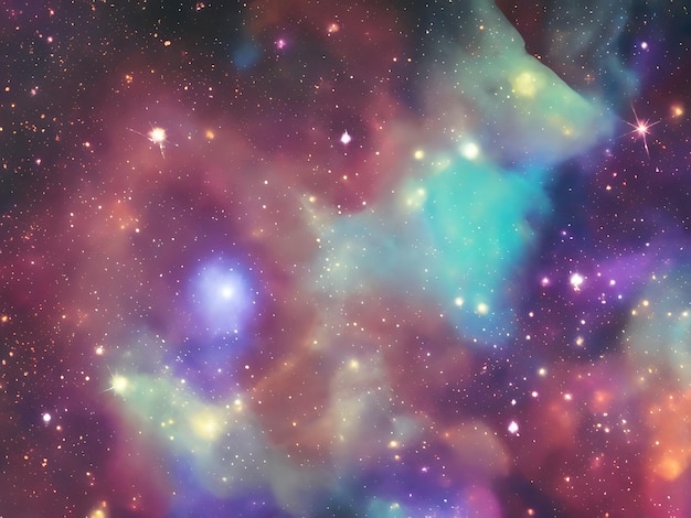 Fondo espacial con polvo de estrellas y estrellas brillantes cosmos colorido realista con nebulosa y Vía Láctea