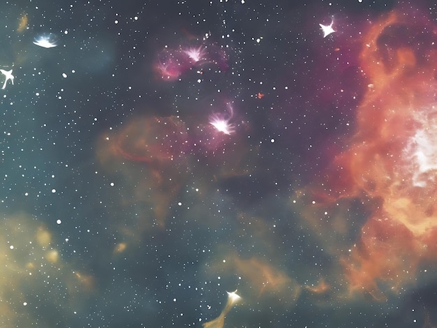 Fondo espacial con polvo de estrellas y estrellas brillantes cosmos colorido realista con nebulosa y Vía Láctea