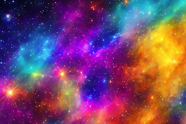 Foto fondo espacial con polvo de estrellas y estrellas brillantes cosmos realista de colores con nebulosa y vía láctea