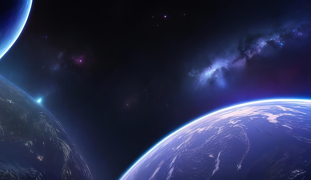 Foto fondo espacial de proyección equirectangular de 360 grados con nebulosa y mapa del entorno de las estrellas