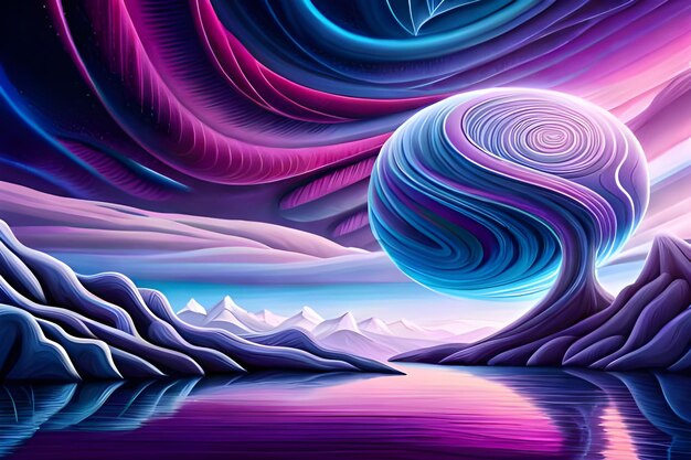 Fondo de espacio abstracto con ondas azules y moradas Ilustración estrellada de vórtice generativo ai