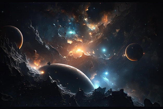 Fondo del espacio espacio profundo lleno de estrellas brillante negro oscuro profundo AI generativo AIG15