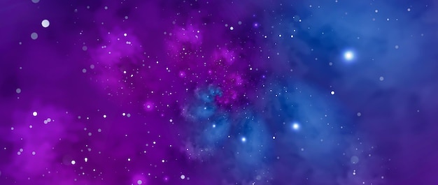 Fondo del espacio ultraterrestre profundo con estrellas y nebulosas en azul y morado