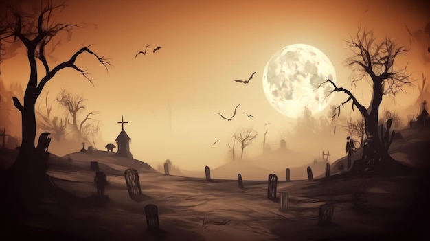 Fondo espeluznante de Halloween Ilustración AI GenerativexA