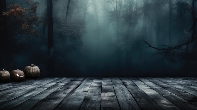Fondo espeluznante de halloween con tablones de madera vacíos fondo de terror oscuro
