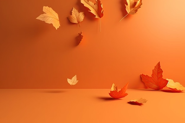 Fondo estacional de otoño con hojas de otoño de papel