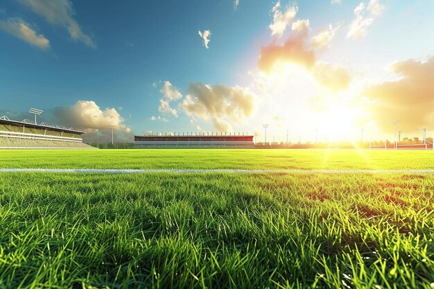 Fondo del estadio con un campo de hierba verde durante el día