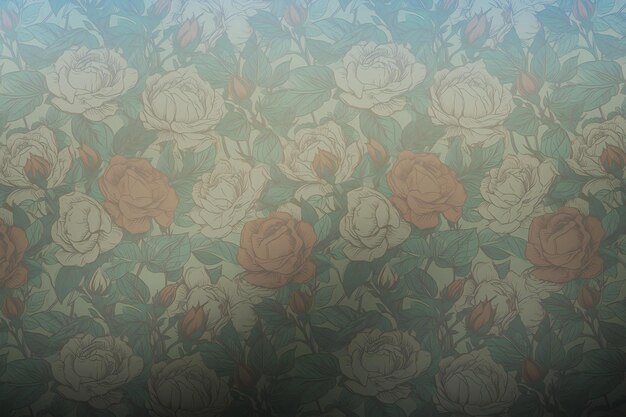 Foto fondo estampado floral vintage con rosas en colores pastel