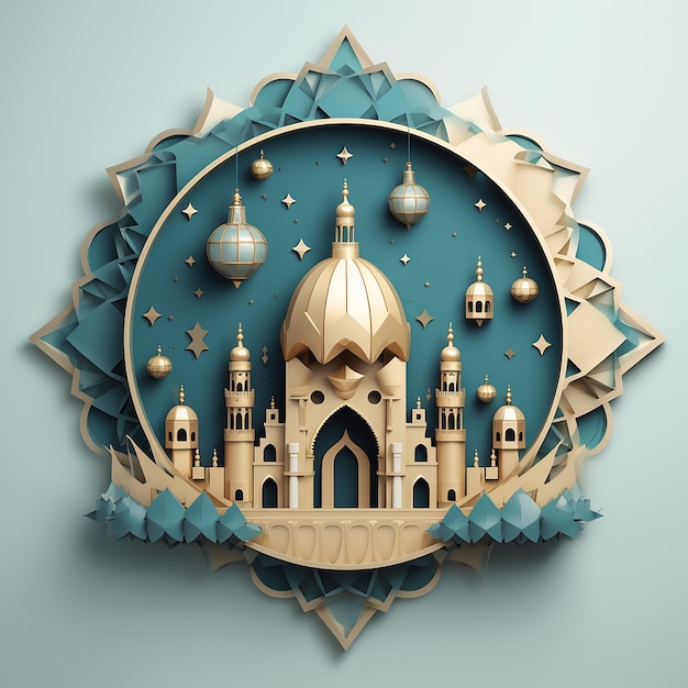 El fondo del estandarte islámico de Eidaladha renderizado en 3D