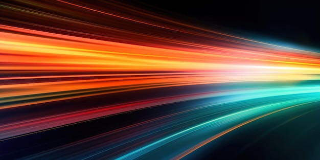 Fondo de estelas de luz de velocidad dinámica de larga exposición abstracta ai generativo