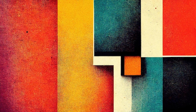 Fondo de estilo Bauhaus abstracto AI generativo con textura de papel granulado