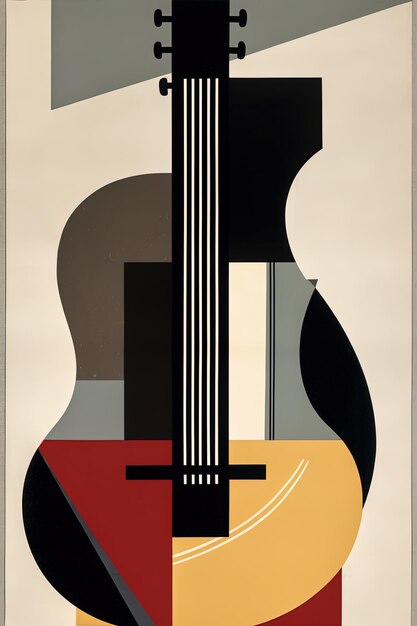 Fondo de estilo Bauhaus generativo de AI de guitarra