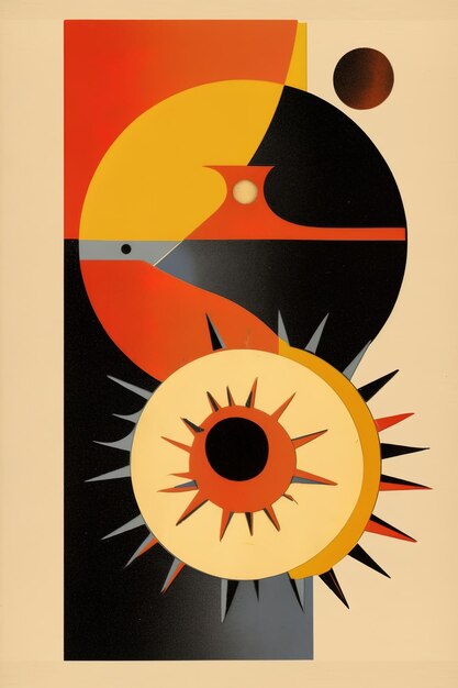 Fondo de estilo Bauhaus generativo AI Sun and Moon