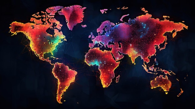 Fondo de estilo electro de mapa mundial IA generativa