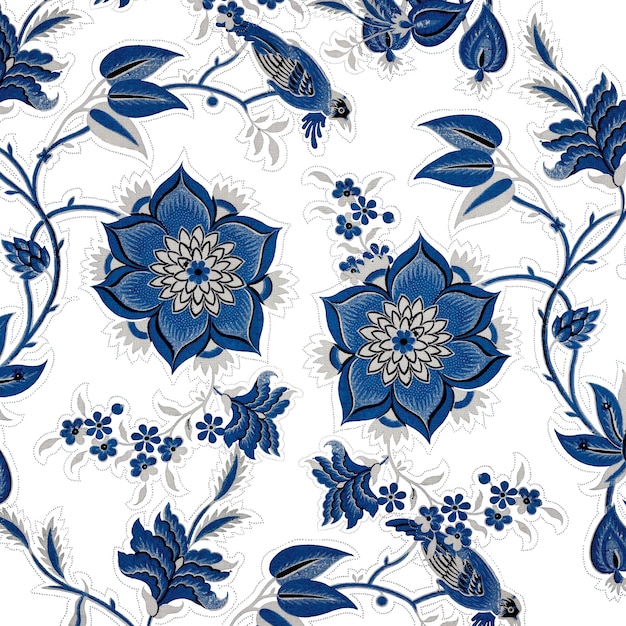 Fondo de estilo vintage azul botánico png