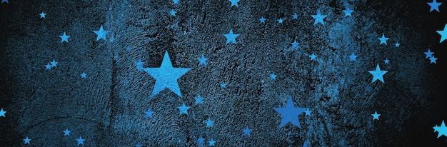 Fondo de estrella azul oscuro Día de los veteranos del día de la Marina estrellas brillantes en el fondo azul marino textura grunge vintage antigua