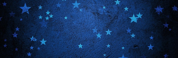 Fondo de estrella azul oscuro Día de los veteranos del día de la Marina estrellas brillantes en el fondo azul marino textura grunge vintage antigua