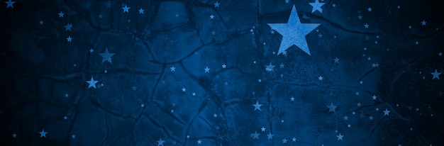 Fondo de estrella azul oscuro Día de los veteranos del día de la Marina estrellas brillantes en el fondo azul marino textura grunge vintage antigua