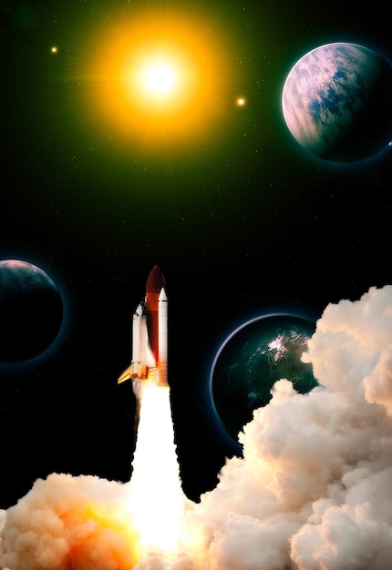 Fondo de estrella de lanzamiento de transbordador espacial Elemento de ciencia ficción de nave espacial Elementos de esta imagen proporcionados por la NASA