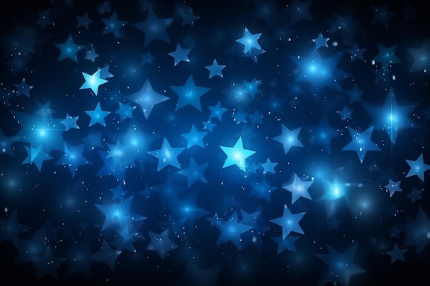 Fondo de estrellas de luz de neón azul