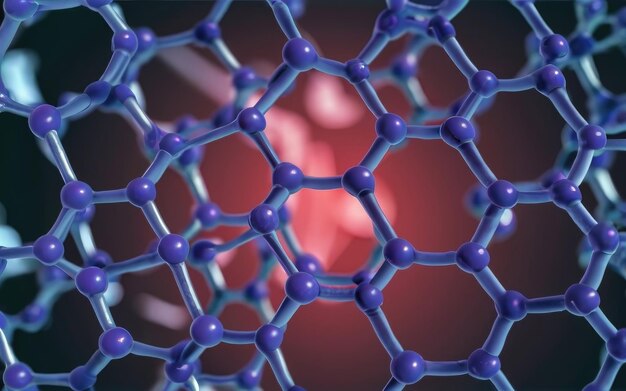 Fondo de estructura molecular azul Células y cadena biológica concepto abstracto 3D render 3D