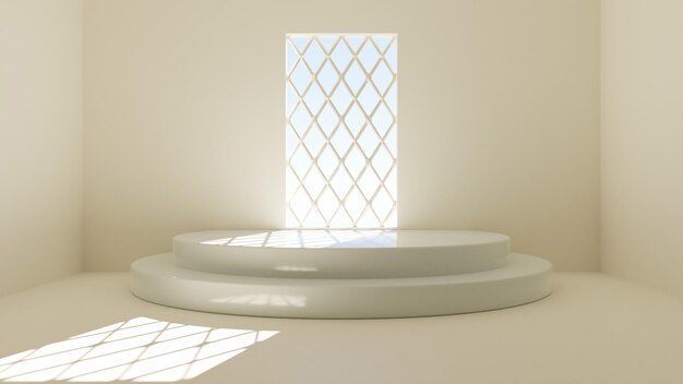 Fondo de estudio abstracto blanco y marrón d para presentación de productos cosméticos habitación gris vacía con