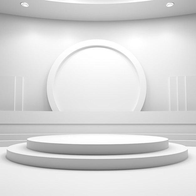 Fondo de estudio blanco realista del podio