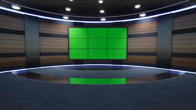 Foto fondo de estudio de noticias para programas de televisión tv en la pared ilustración 3d de fondo de estudio de noticias virtuales 3d