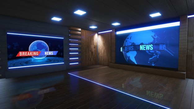 Fondo de estudio de noticias para programas de televisión TV en Wall3D Fondo de estudio de noticias virtuales Ilustración 3d