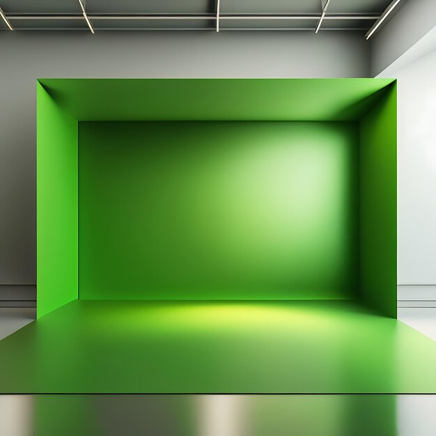 Fondo de estudio verde abstracto para presentación de producto Habitación vacía con sombras de ventana