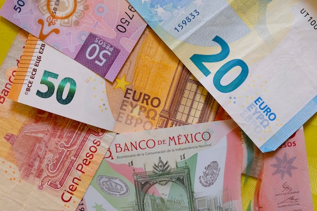 Fondo de euros y pesos mexicanos Europa México divisas