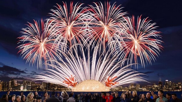 Fondo de exhibición de fuegos artificiales para la celebración del aniversario