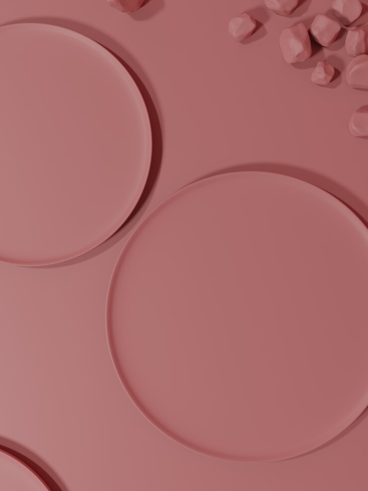 Fondo de exhibición del producto de las placas redondas rosadas monocromáticas de la representación 3D para el cuidado de la salud de la belleza