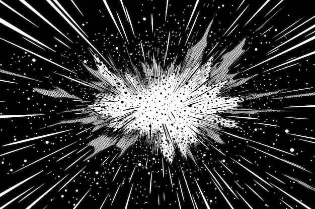 Foto fondo de explosión de cómics líneas radiales en blanco y negro generado por ai