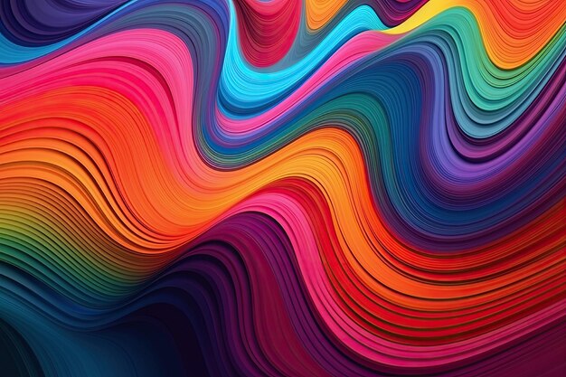 Fondo de fantasía de muchas hojas multicolores onduladas apretadas una al lado de la otra Hojas de papel curvas multicolores como fondo abstracto Generado por IA