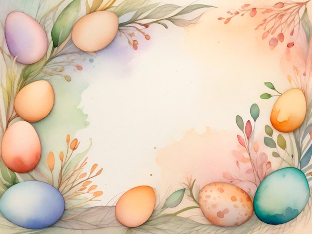 Fondo para felicitaciones de Pascua con un marco de huevos de Pascua